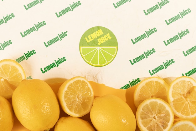 Collection of fresh lemons with mock-up