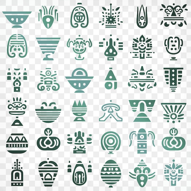 A collection of green and blue icons with the words  god  on the top