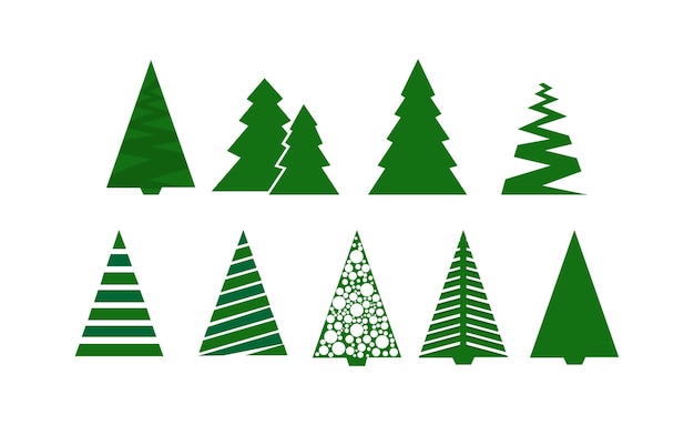 collection of green christmas tree silhouettes for festive design