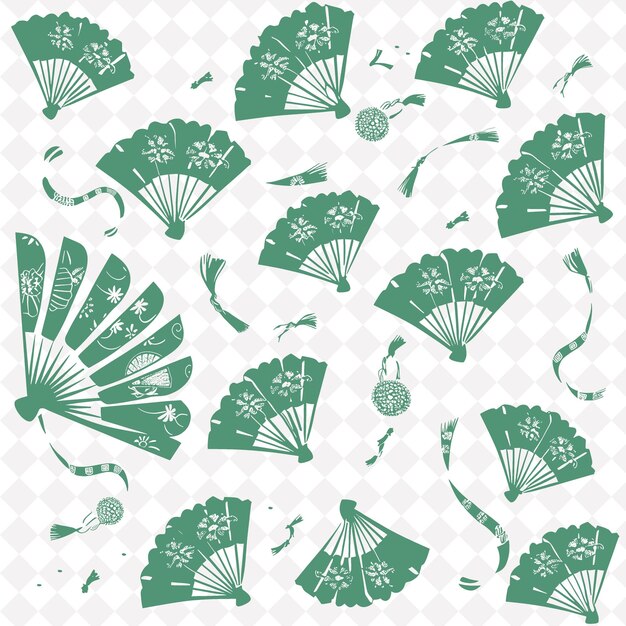 PSD a collection of green and white fan and fan designs