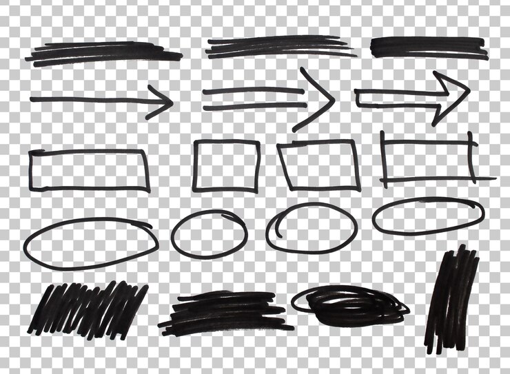 PSD collection of hand-drawn marker shapes and arrows