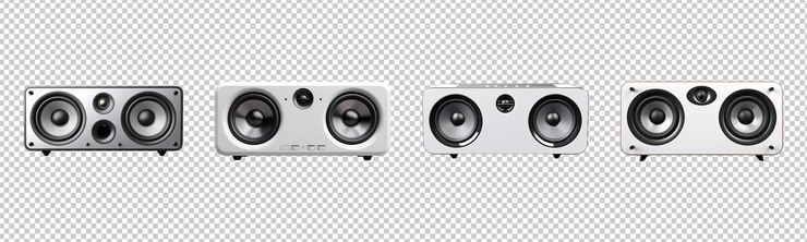 PSD 透明な背景に隔離された水平の長方形の音楽スピーカーのコレクション