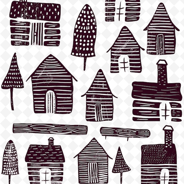 PSD a collection of houses and trees from thelittlehouse
