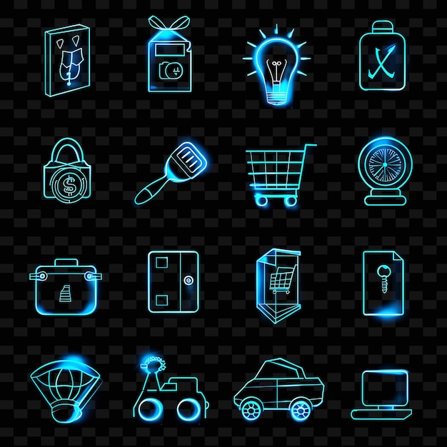 PSD a collection of icons for a new car and a light switch