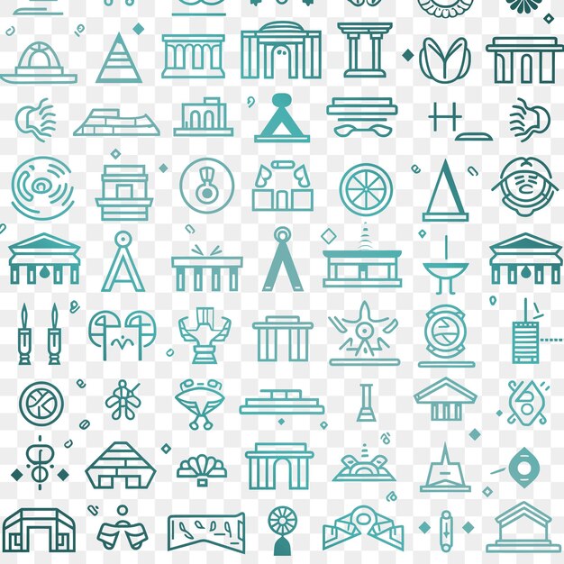 A collection of icons for a wedding and travel