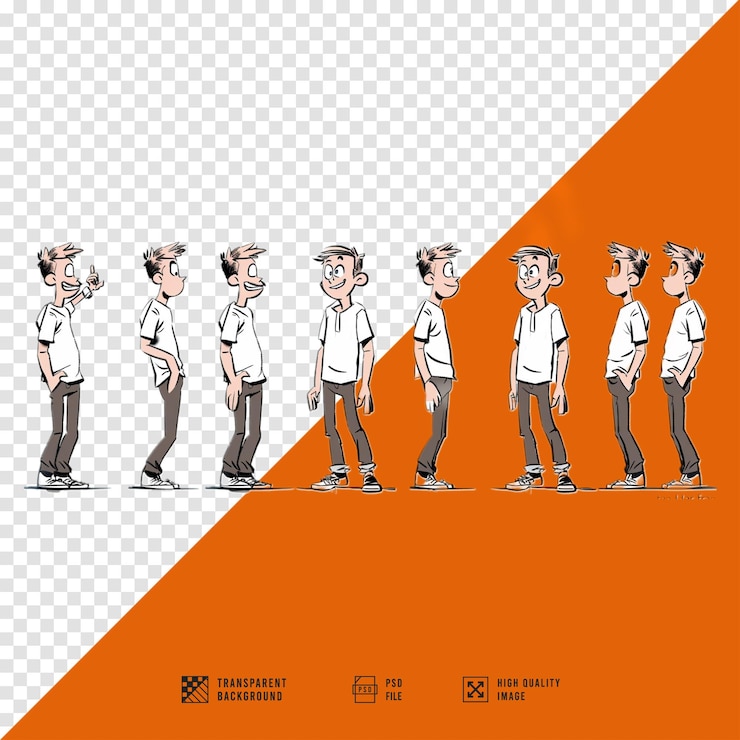 PSD a collection of illustrations showing running animation without a background