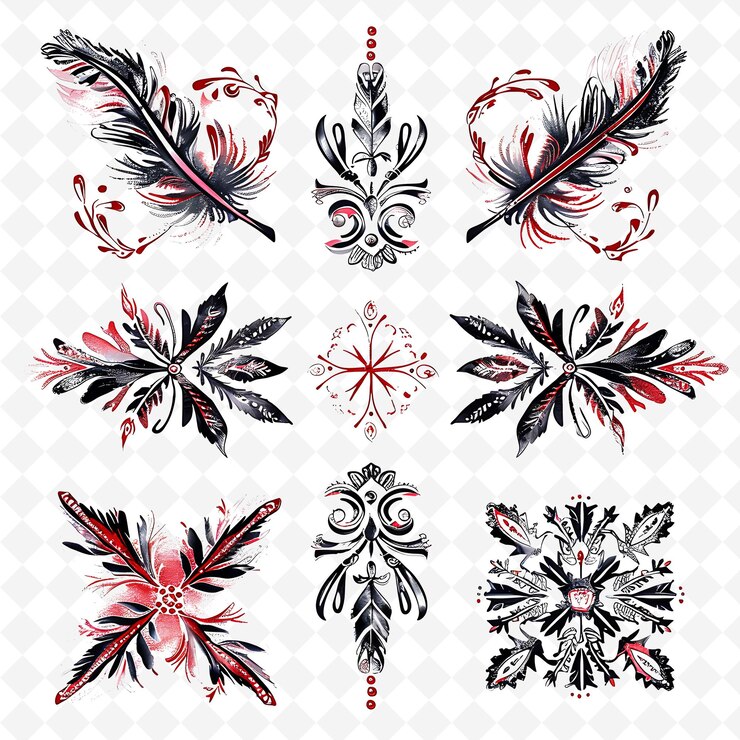 PSD a collection of images of hand painted designs and designs