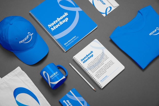 PSD collection of items for blue november awareness