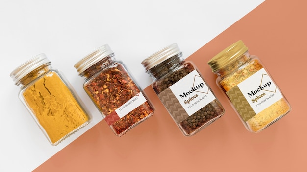 PSD collection of labeling jars with spices