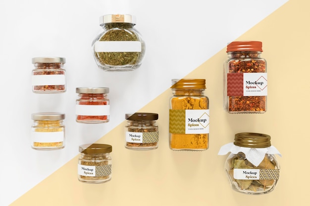 PSD collection of labeling jars with spices