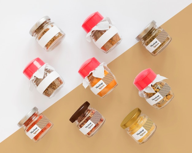 PSD collection of labeling jars with spices