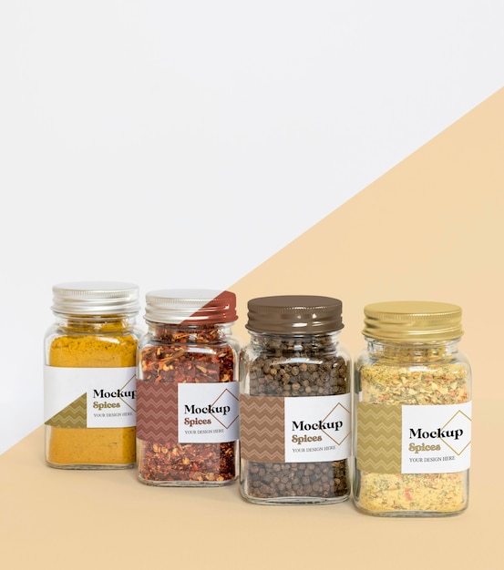 PSD collection of labeling jars with spices