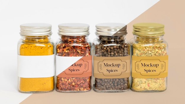 PSD collection of labeling jars with spices