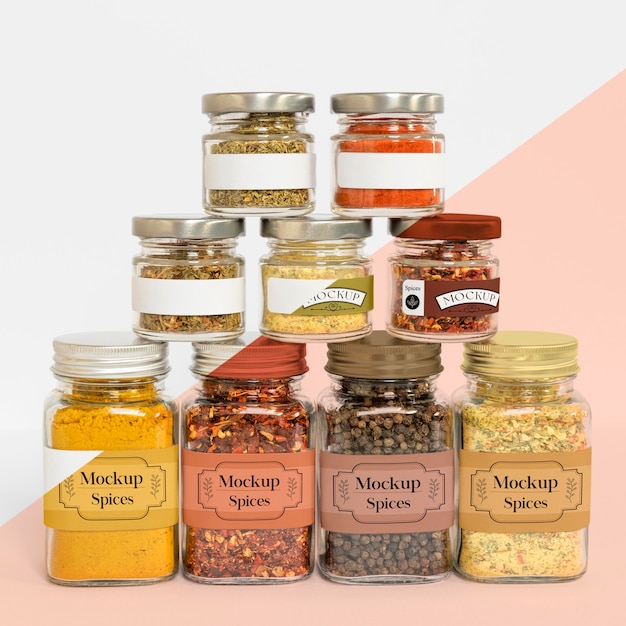 PSD collection of labeling jars with spices