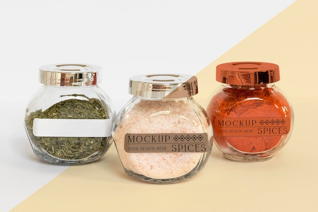 PSD collection of labeling jars with spices