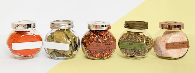 PSD collection of labeling jars with spices