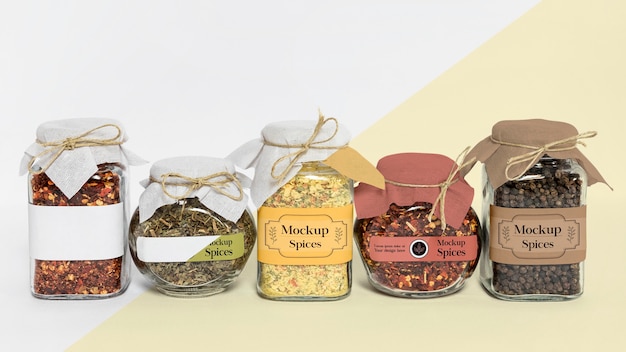 PSD collection of labeling jars with spices