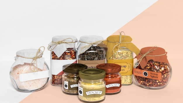 PSD collection of labeling jars with spices