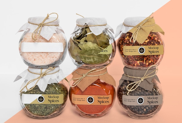 PSD collection of labeling jars with spices