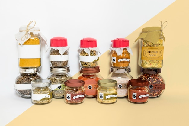 PSD collection of labeling jars with spices