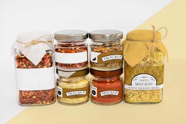 PSD collection of labeling jars with spices