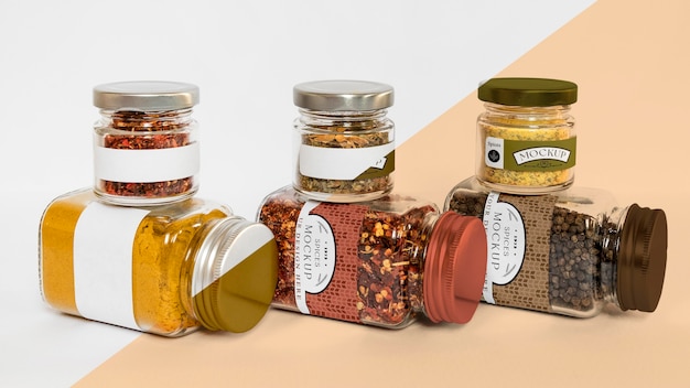 PSD collection of labeling jars with spices