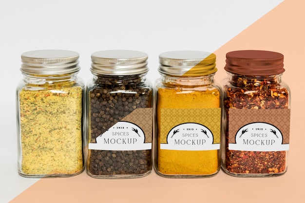 PSD collection of labeling jars with spices