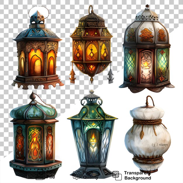 A collection of lamps that is on a transparent background with png file