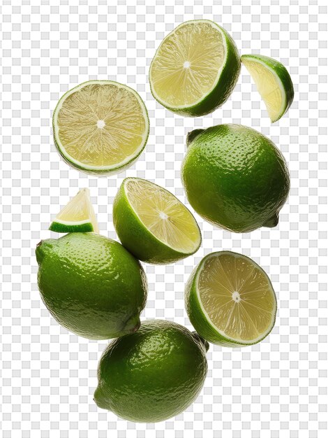 PSD una collezione di lime con una foto di limoni su di esso