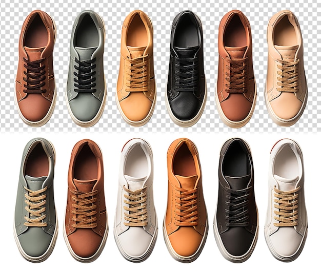 PSD collection of mockups of various kinds of shoes with transparent backgrounds