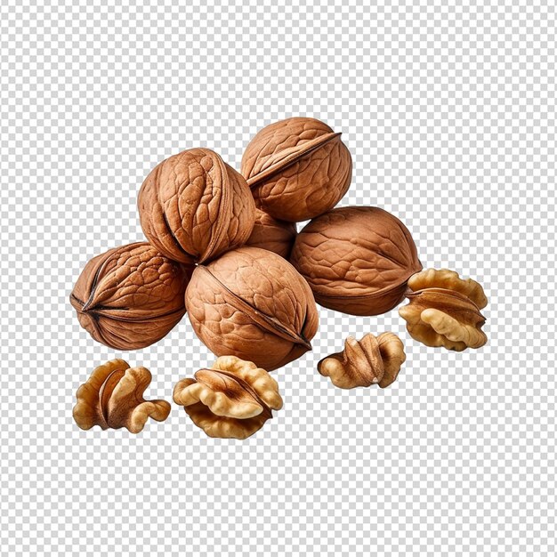 PSD a collection of nuts walnuts isolated on a white background