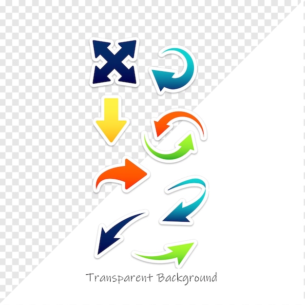 Collection of Colorful Arrow Icons for Various Directions and Navigation