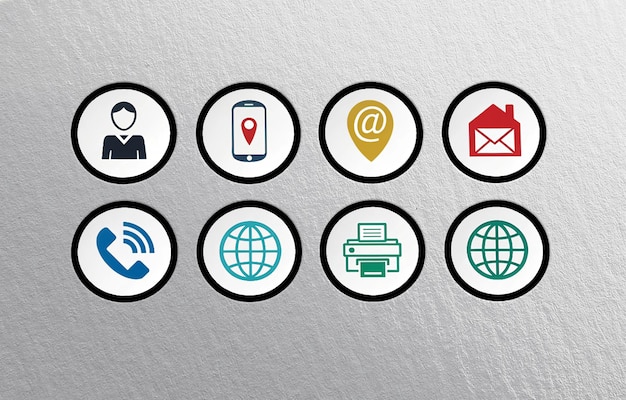 Collection of contact icons for business communication