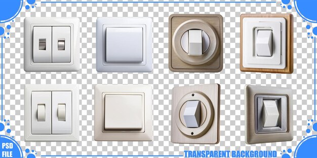 collection of light switch designs on transparent background