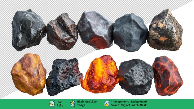 collection of realistic 3d rendered rocks for game design and visuals