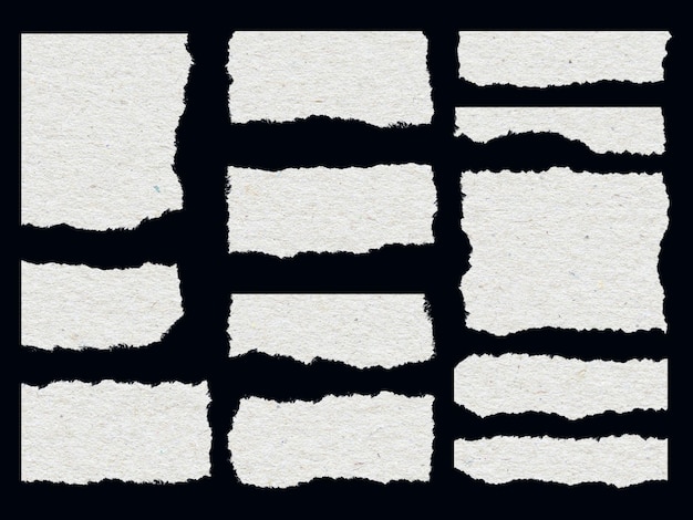 Collection of Realistic transparent torn ripped paper sheet texture