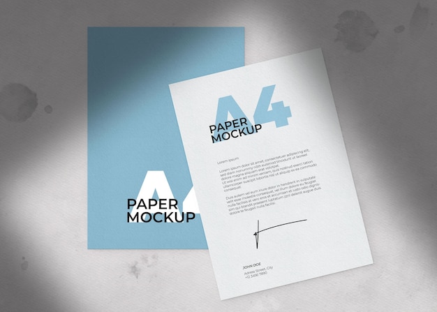 PSD collection of paper sheet watercolor texture mockup