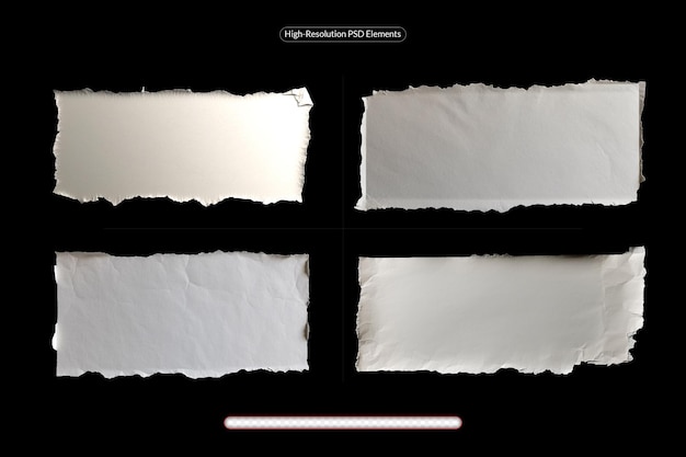 PSD 収集用紙 黒い背景の破れた紙