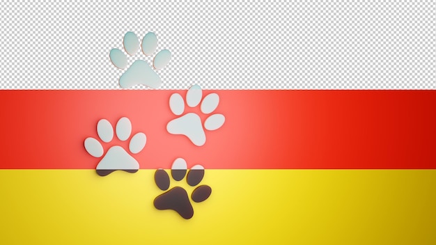 PSD a collection of paw prints with a red and yellow background.