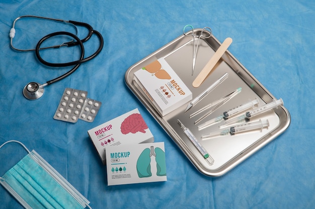 collection of pharmaceutical equipment and medicine