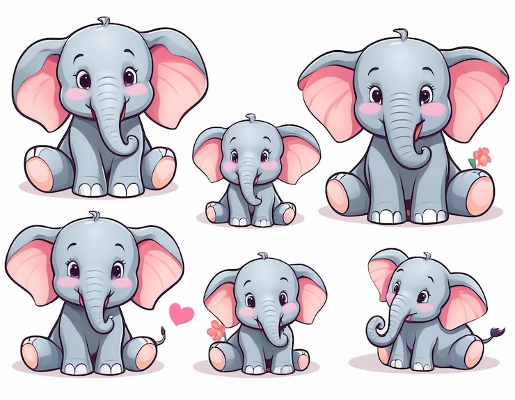 PSD a collection of pictures of elephants and hearts