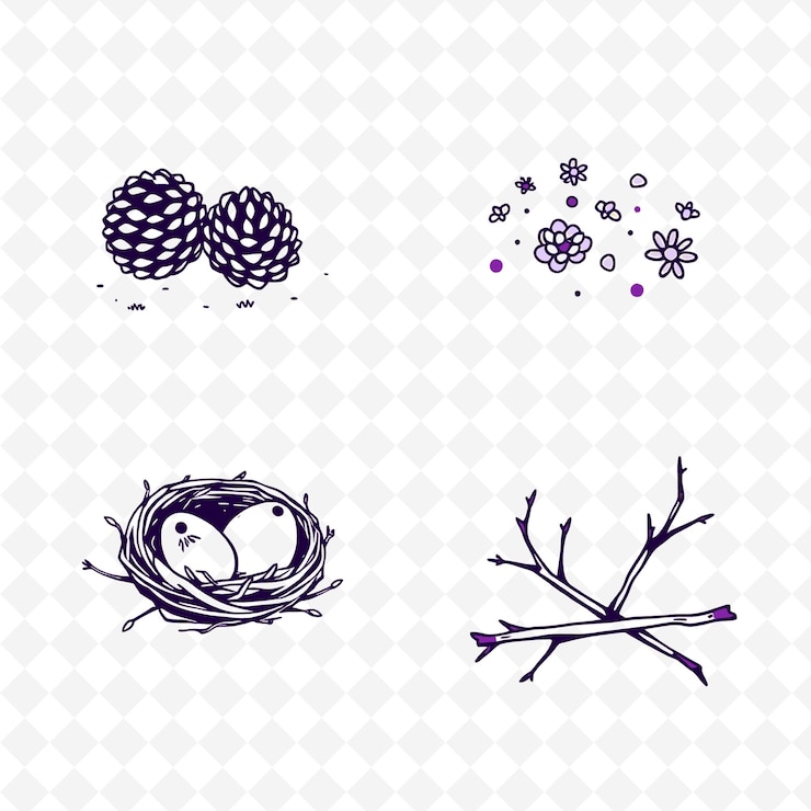 PSD a collection of pine cones and a pine cone
