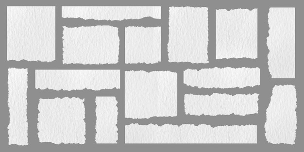 Collection of realistic transparent torn ripped paper sheet texture