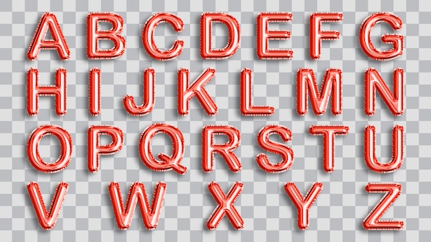 PSD collection of red balloons alphabet