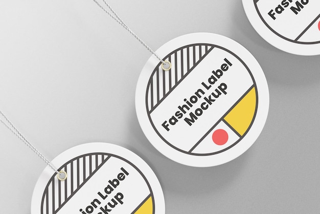 A collection of round labels for fashion label mockup.