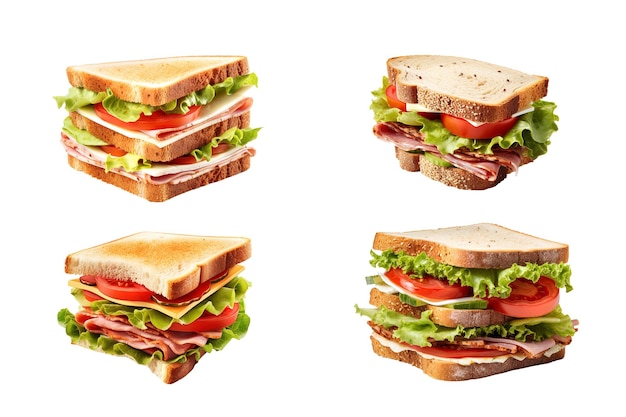 PSD collection of sandwich isolated on transparent background