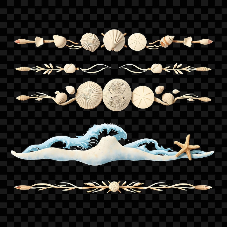 PSD a collection of sea shells and a starfish