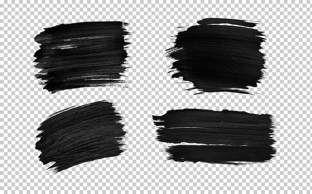 PSD collection set of black paint strokes isolated on transparent background png psd