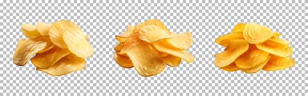 PSD collection set of crispy potato chips isolated on a transparent background cut out