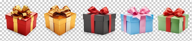 Collection set of gift boxes isolated on transparent background png psd